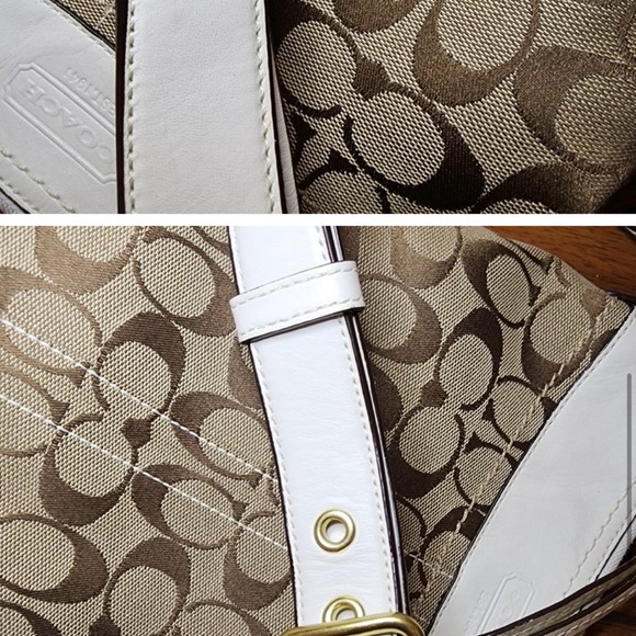 Coach Duffle Bleecker Signature Canvas Leather White/Brown 10402 - Picture 4 of 5